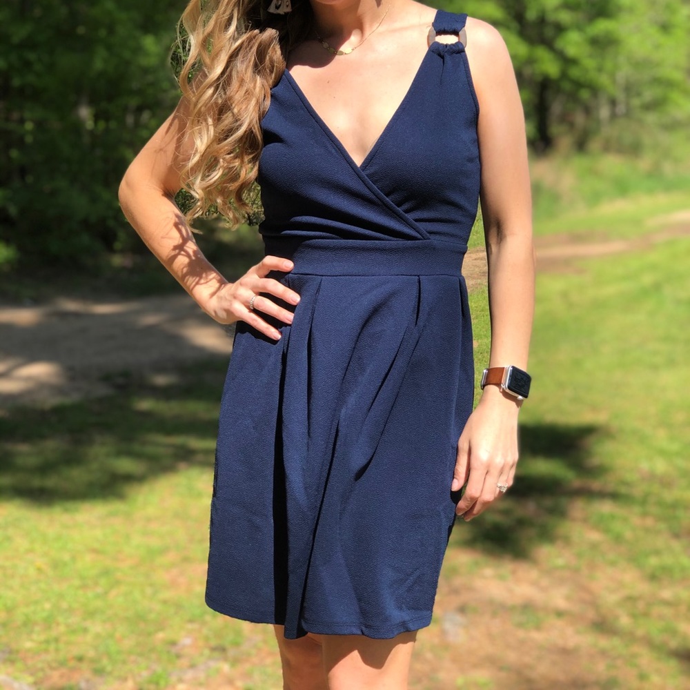 Belted Navy Dress - Picture 2 of 8